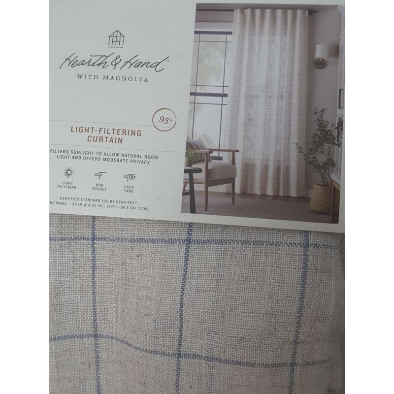 95 Modest Windowpane Plaid Curtain Panel Faded Blue - Hearth & Hand with Magnolia