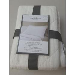 Standard Diamond Stitch Cotton Linen Quilt Sham White - Threshold