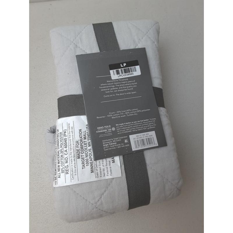 Standard Diamond Stitch Cotton Linen Quilt Sham Light Gray - Threshold