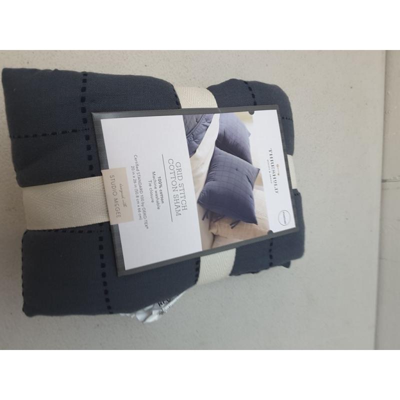 Grid Stitch Cotton Quilt Sham Blue/Gray - Threshold™ Designed With Studio Mcgee