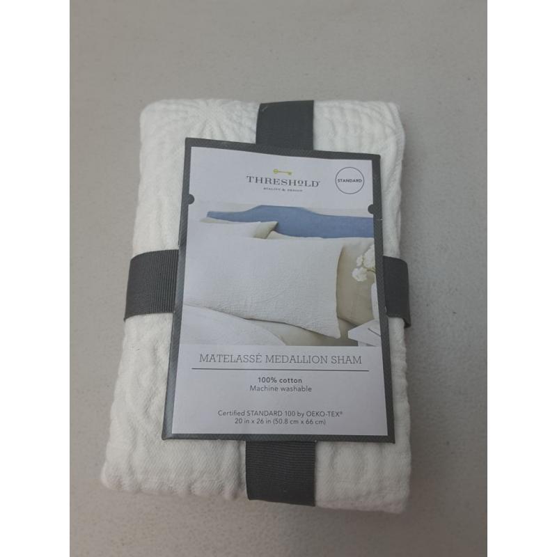 Standard Matelasse Medallion Sham White - Threshold