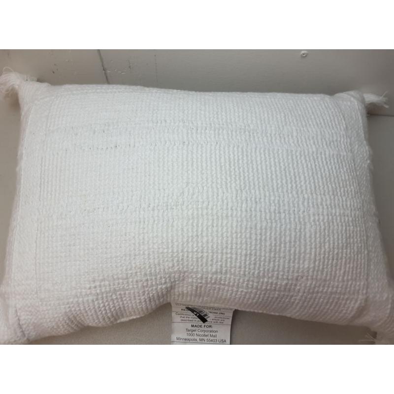 Oblong Textured Tassel Decorative Throw Pillow White - Threshold