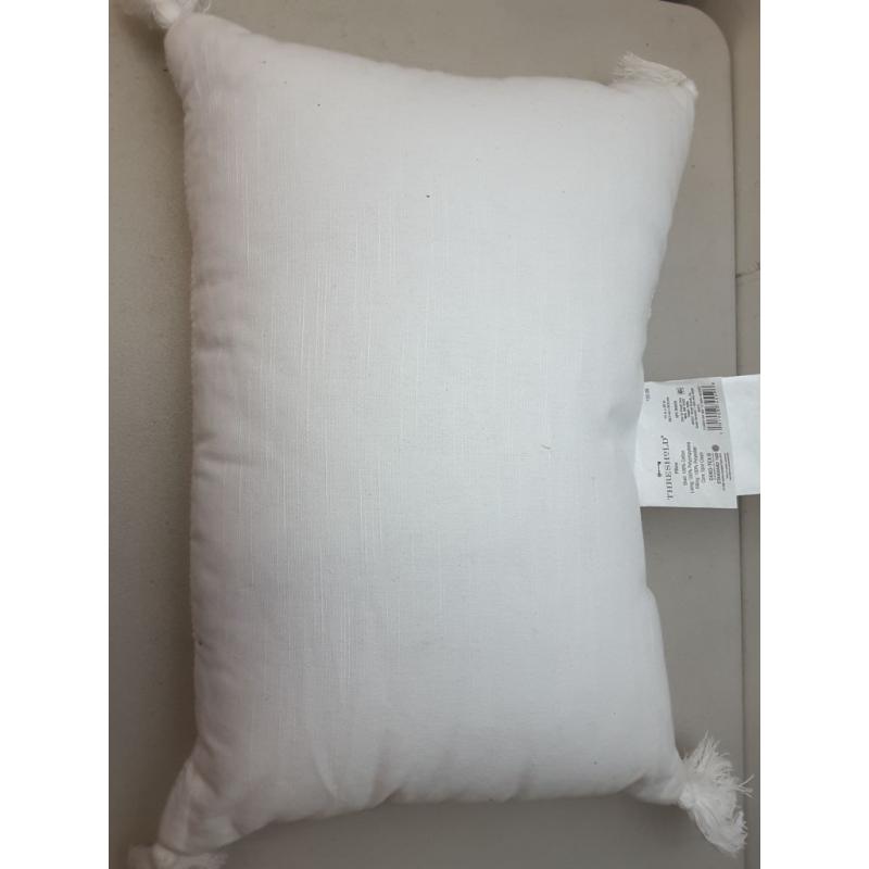 Oblong Textured Tassel Decorative Throw Pillow White - Threshold