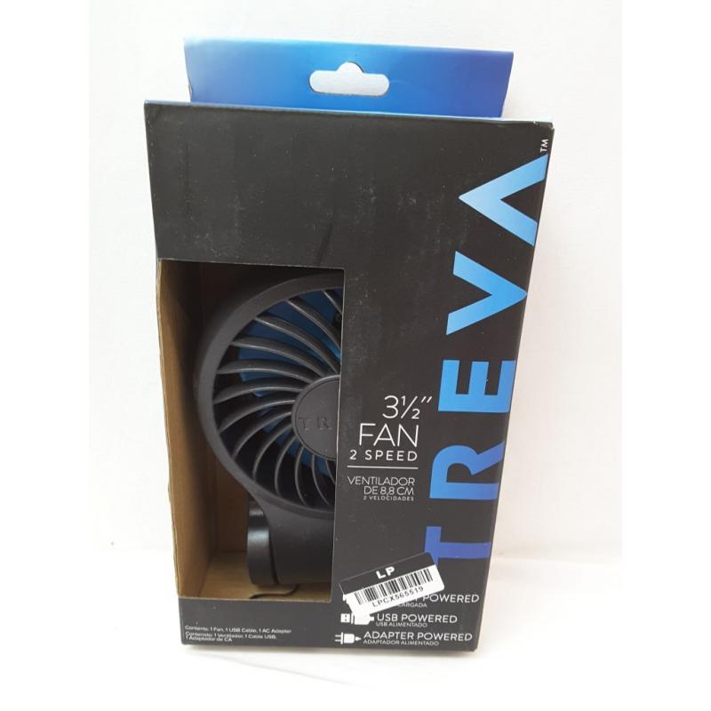 TREVA 3.5 Battery/USB Fan with AC Adapter - Gray