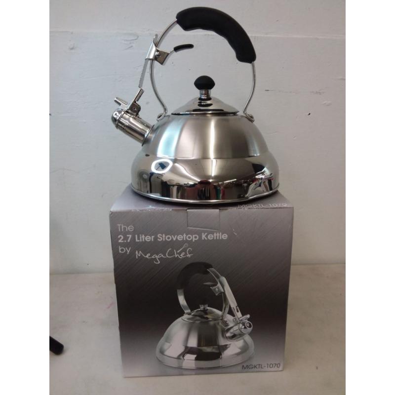 2.7L Stovetop Whistling Kettle - Brushed Silver