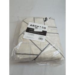 84x50 Jigsaw Embroidery Linen Blend Light Filtering Curtain Gray/Linen - Archaeo