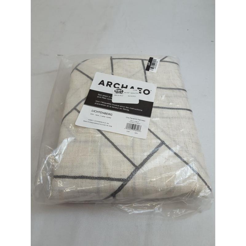 84x50 Jigsaw Embroidery Linen Blend Light Filtering Curtain Gray/Linen - Archaeo