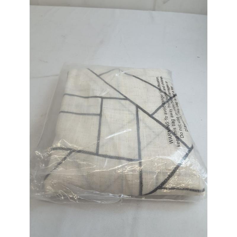 84x50 Jigsaw Embroidery Linen Blend Light Filtering Curtain Gray/Linen - Archaeo