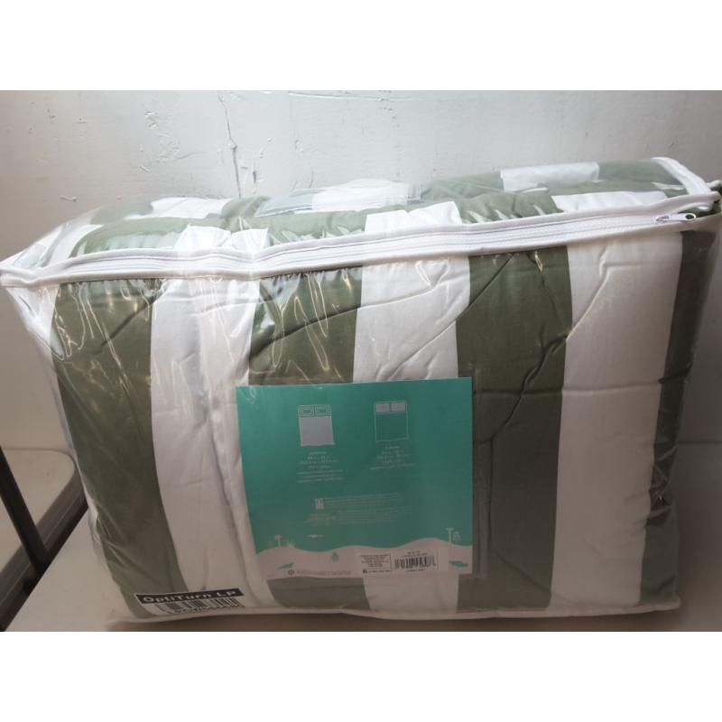 Full/Queen Rugby Stripe Cotton Comforter Set Green - Pillowfort