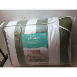 Full/Queen Rugby Stripe Cotton Comforter Set Green - Pillowfort