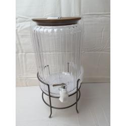 256oz Ribbed Plastic Beverage Dispenser With Stand & Lid - Hearth & Hand