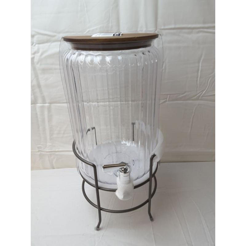 256oz Ribbed Plastic Beverage Dispenser With Stand & Lid - Hearth & Hand