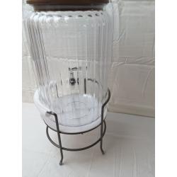 256oz Ribbed Plastic Beverage Dispenser With Stand & Lid - Hearth & Hand