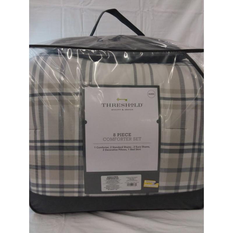 Queen 8pc Conway Comforter Set Gray/Taupe