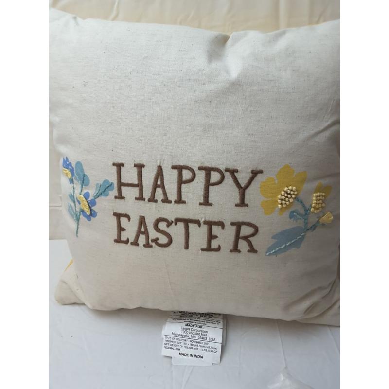 'Happy Easter' Square Throw Pillow Neutral - Threshold