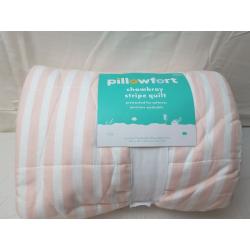 Twin Chambray Stripes Quilt Pink - Pillowfort