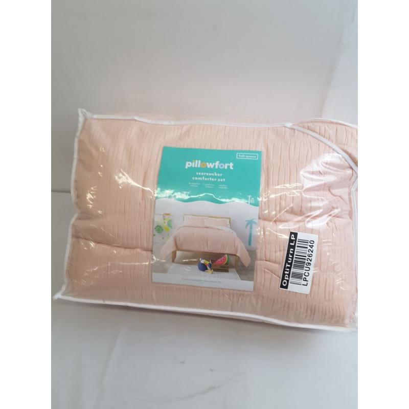 Full/Queen Seersucker Comforter Set Pink - Pillowfort