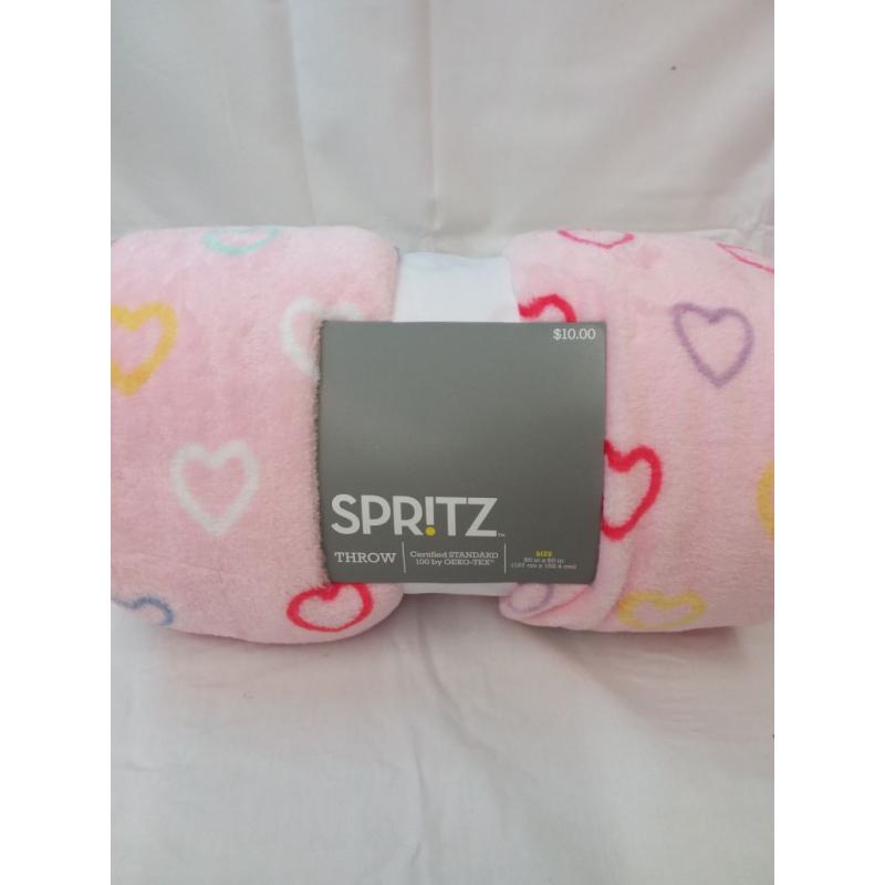 Spritz Throw blanket 50x60 Pink with Hearts