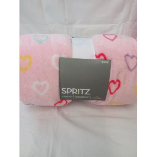 Spritz Throw blanket 50x60 Pink with Hearts