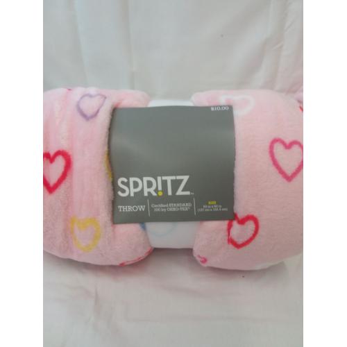 Spritz Throw blanket 50x60 Pink with Hearts