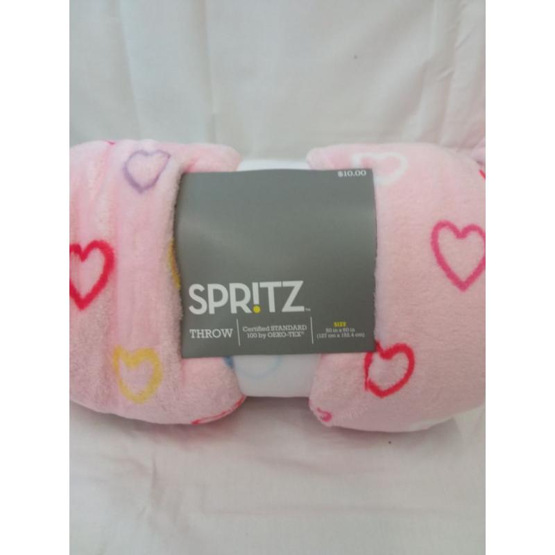 Spritz Throw blanket 50x60 Pink with Hearts