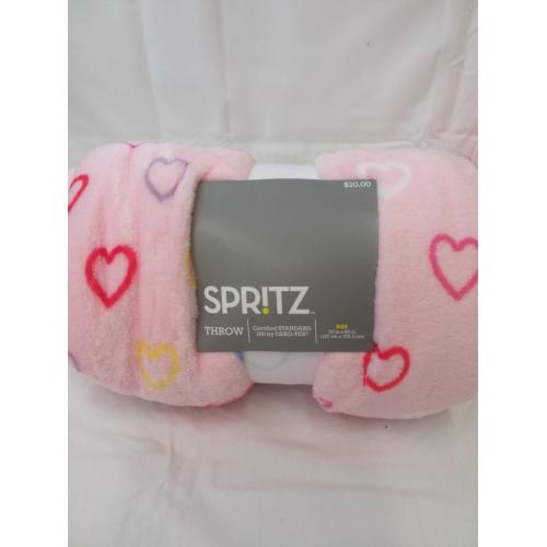 Spritz Throw blanket 50x60 Pink with Hearts