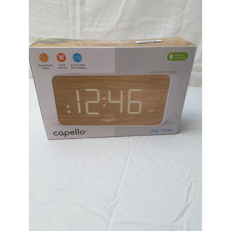 Extra Large Display Digital Alarm Clock White/Pine - Capello