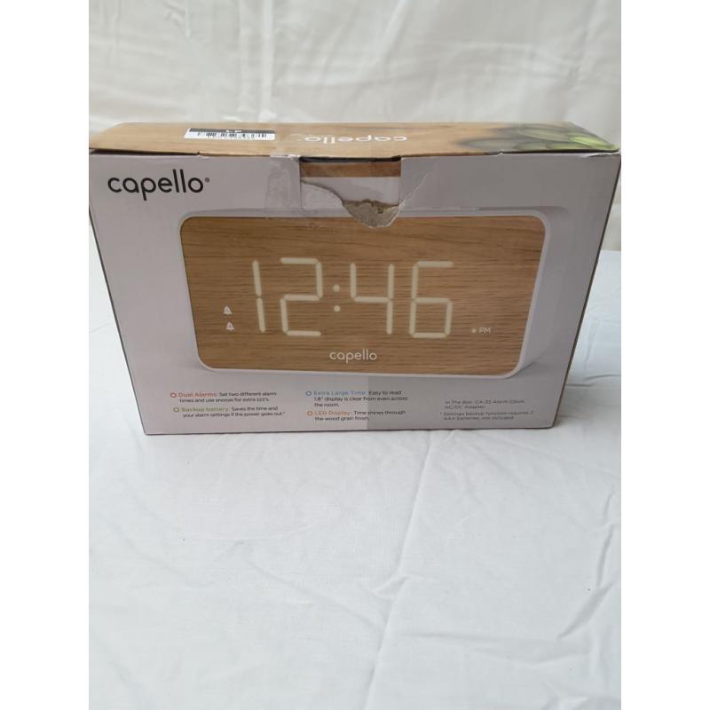 Extra Large Display Digital Alarm Clock White/Pine - Capello