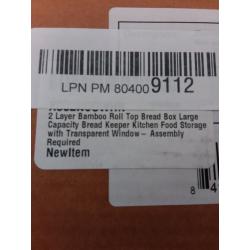 Bamboo 2 Layer Bread Box w/ Door Curtain