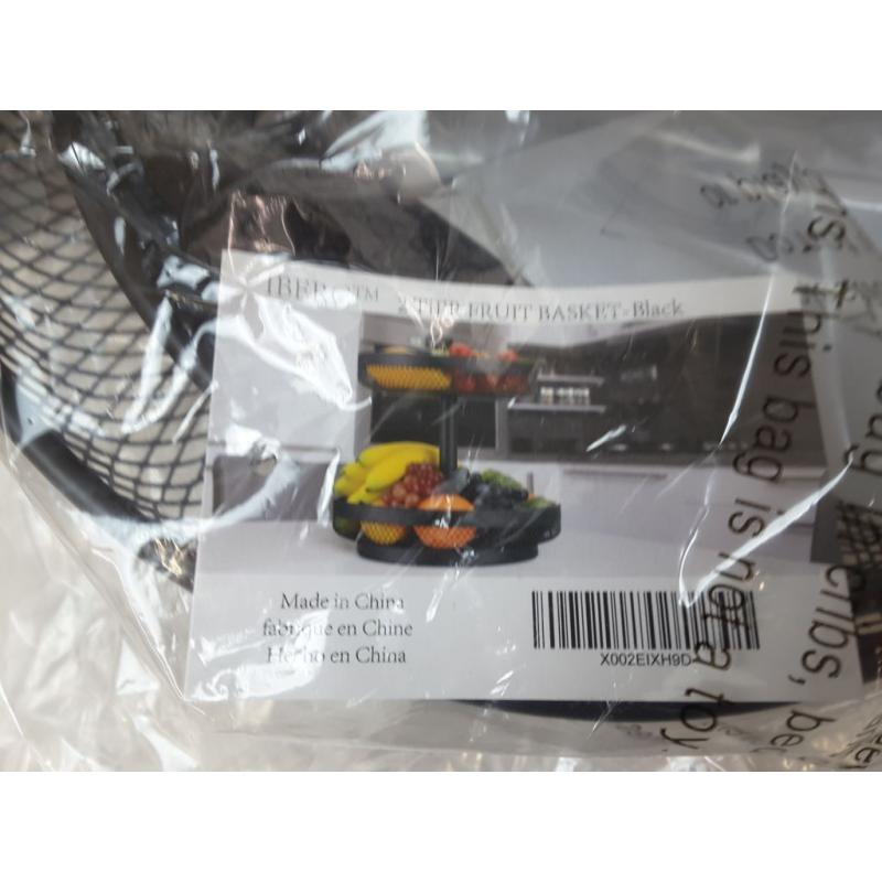 Iberg 2 Tier Fruit Basket Black