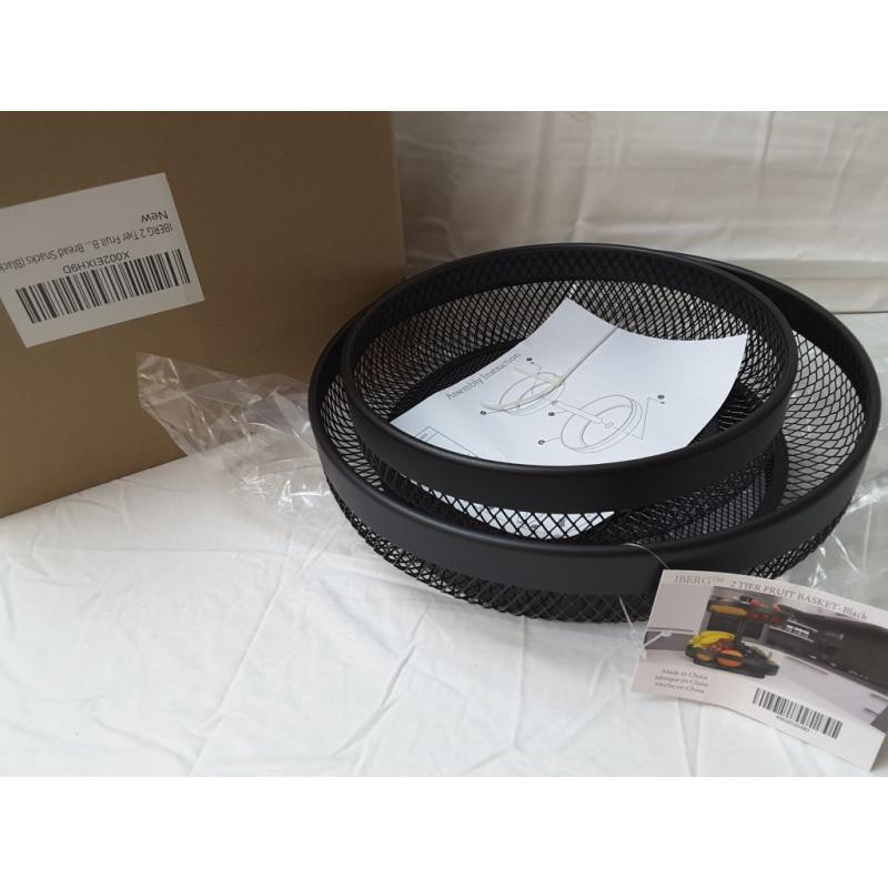 Iberg 2 Tier Fruit Basket Black