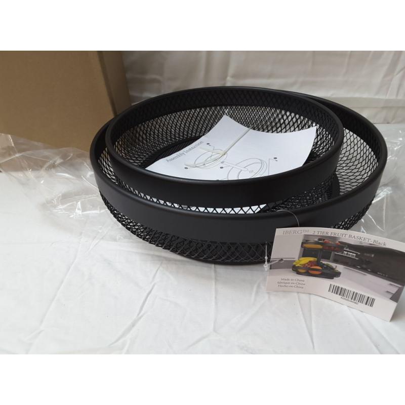 Iberg 2 Tier Fruit Basket Black