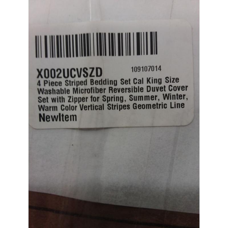 Cal King 4 Piece Microfiber Duvet Set Multi Color Striped