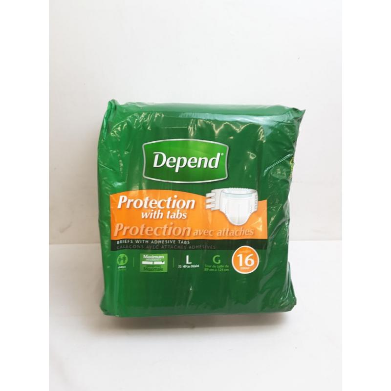 Depend Protection with Tabs 3 Count 16 Pack Large Briefs with Adhesive Pads