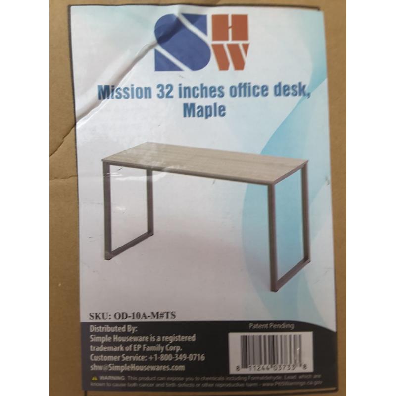 SHW Mission 32inch Office Desk Maple