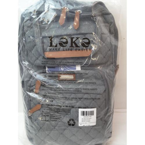 Lekebaby Diaper Bag Backpack Lekebobore Gray Color, Quilted