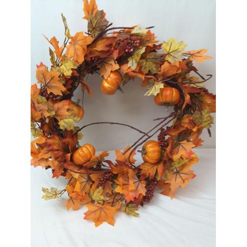 18 Fall Leaves and Pumpkins  Wreath