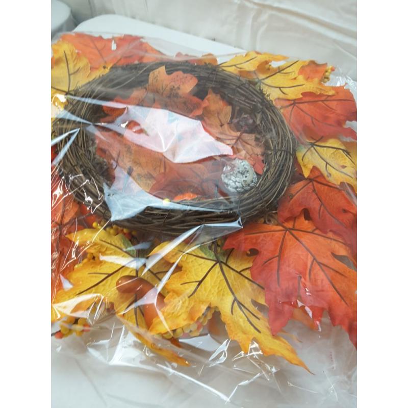 18 inch Fall Wreath  with Lights