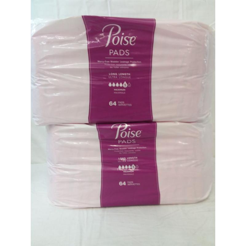 Poise Long Length Maximum Pads 128ct