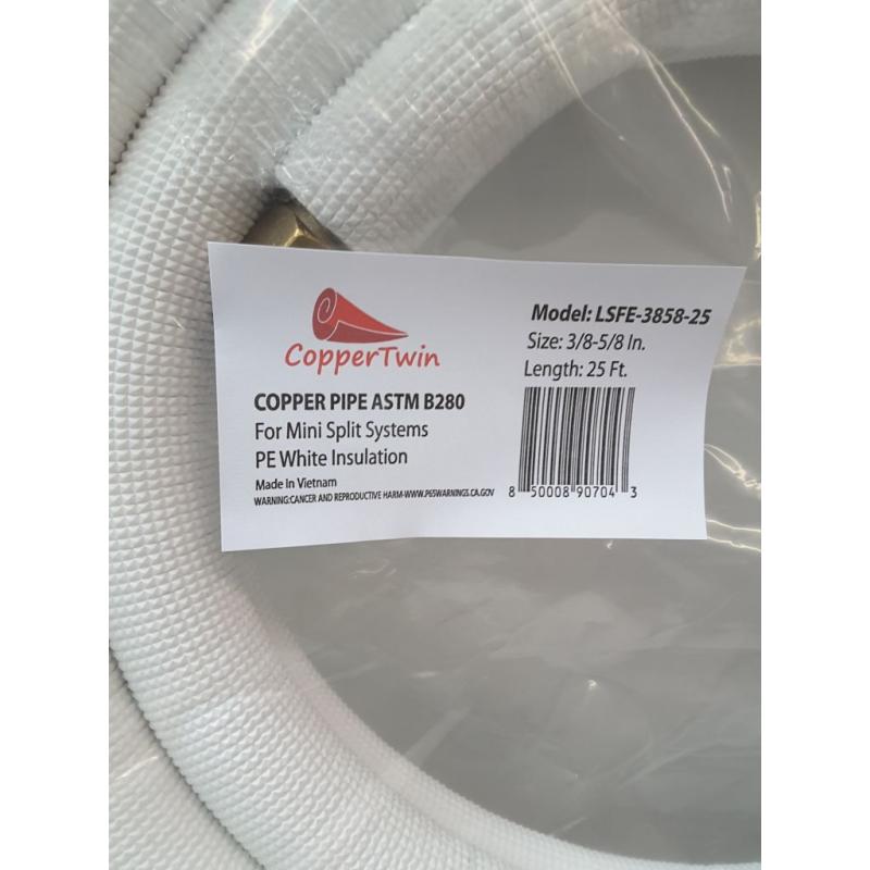 Copper Pipe ASTM B280 For Mini Split Systems PE White Insulation