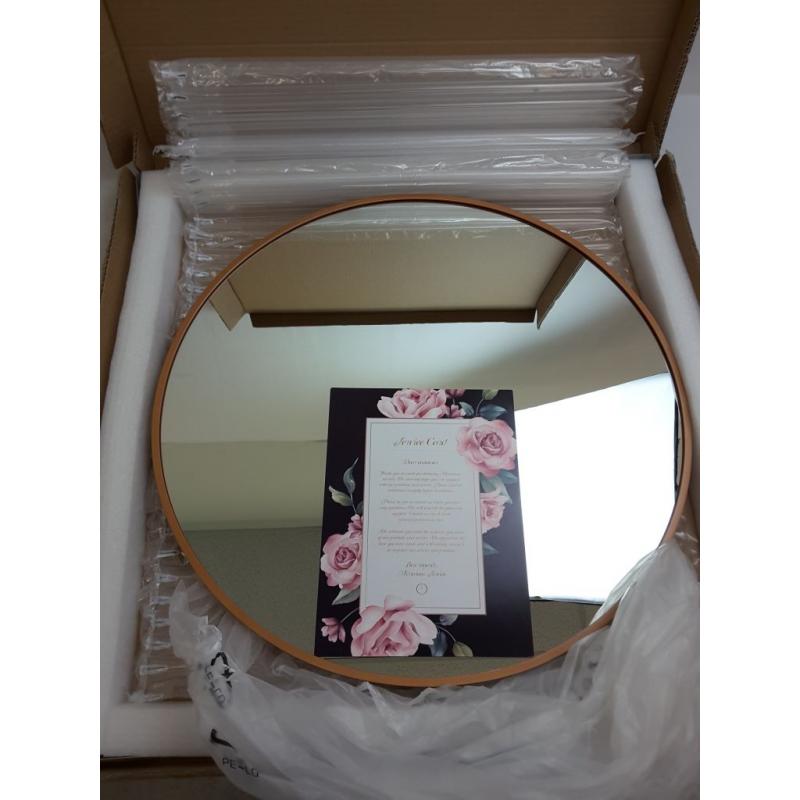 Mirrorons Gold Round Mirror 24 Inch with Brushed Metal Frame, ( Gold 24 )