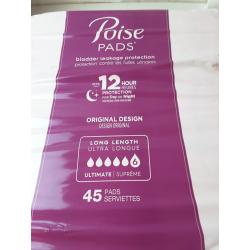 Poise Pads 12hr Protection Ultra Long Length Size 6 45 Pads
