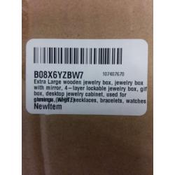 Pavia Extra Large Wooden Jewelry Box With Mirror