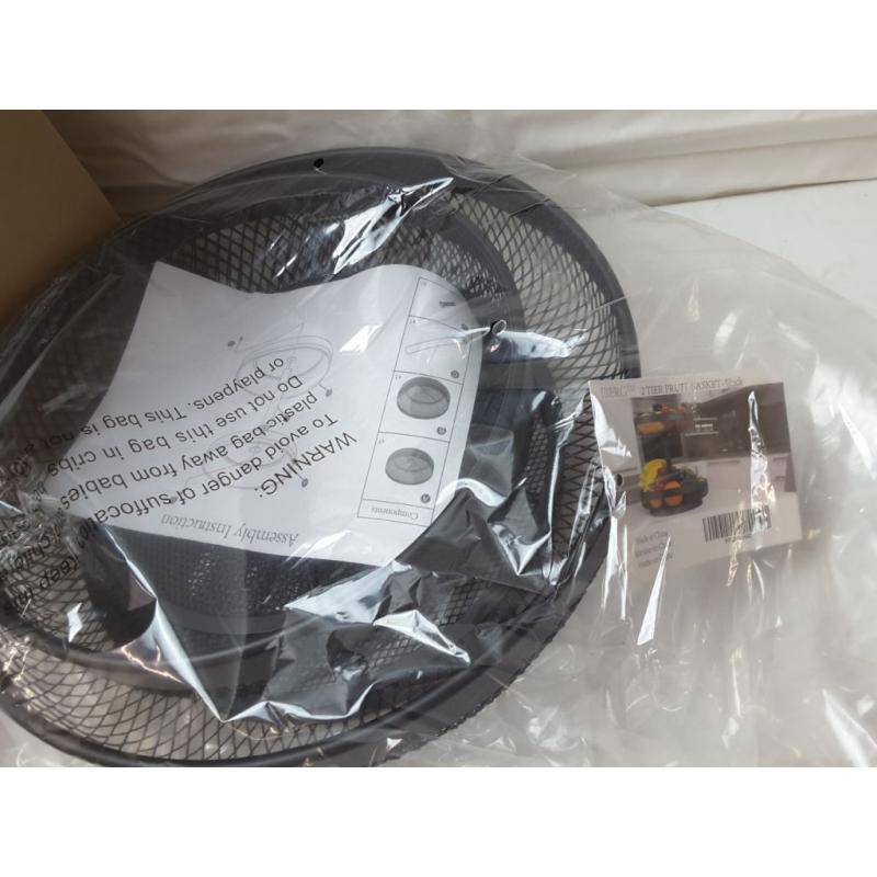 Iberg 2 Tier Fruit Basket Black
