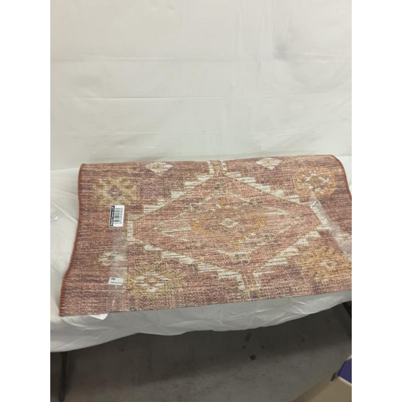 4'x6' Southbury Washable Printed Diamond Persian Style Rug Rust - Threshold