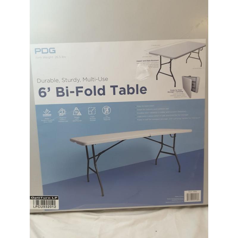 6 'Bi-Folding Table Off-White - Plastic Dev Group
