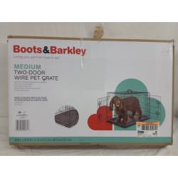Two- Door Wire Collapsible Dog Crate - Medium - Black - Boots & Barkley