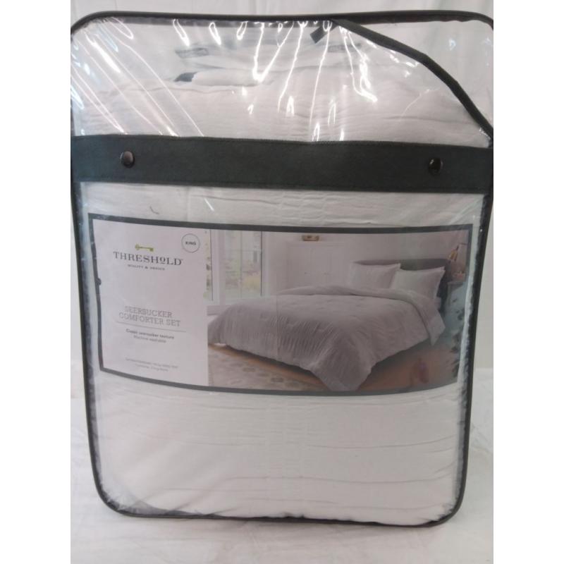 Threshold King Seersucker Comforter & Sham Set White