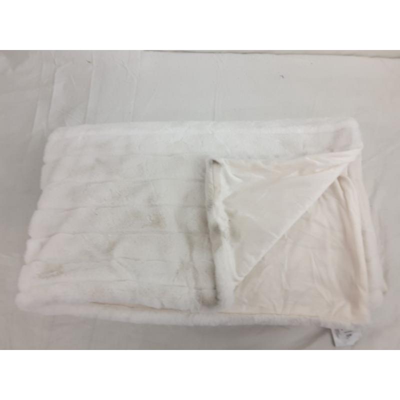 Textured Faux Fur Reversible Throw Blanket Cream - Project 62