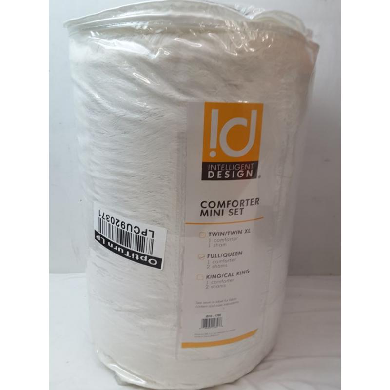 3pc Full/Queen Leena Shaggy Long Faux Fur Comforter Mini Set Ivory